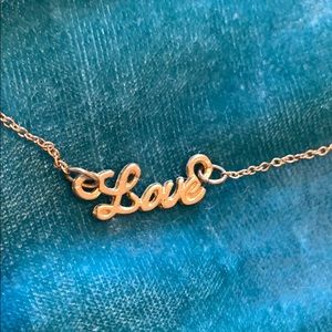 17” cursive LOVE brass necklace